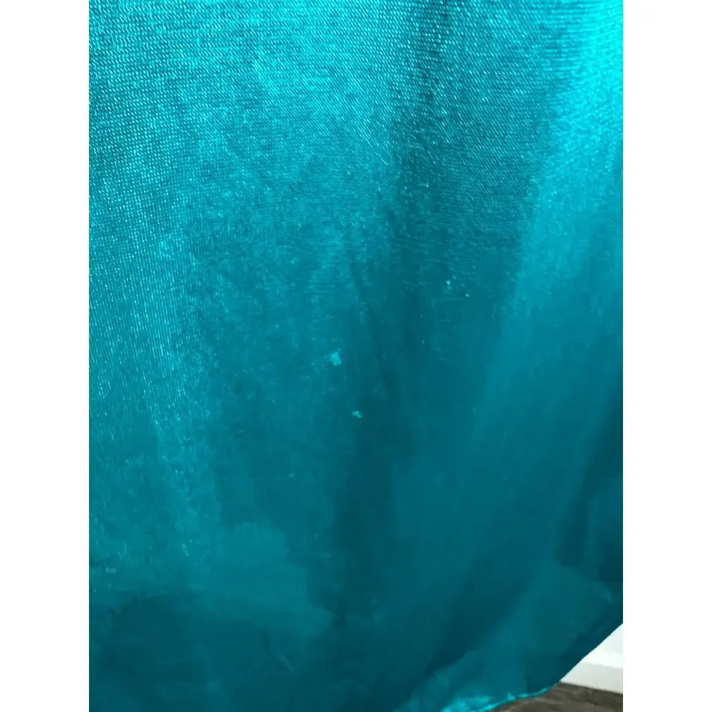 Teal Satin Lace-Trim Slip Nightgown L Vintage Glamour Whimsigoth Fairycore Siren